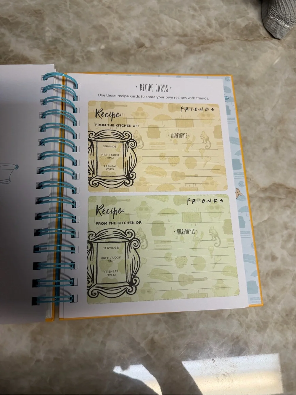 FRIENDS Bright Yellow Recipe Journal with Blue Spiral